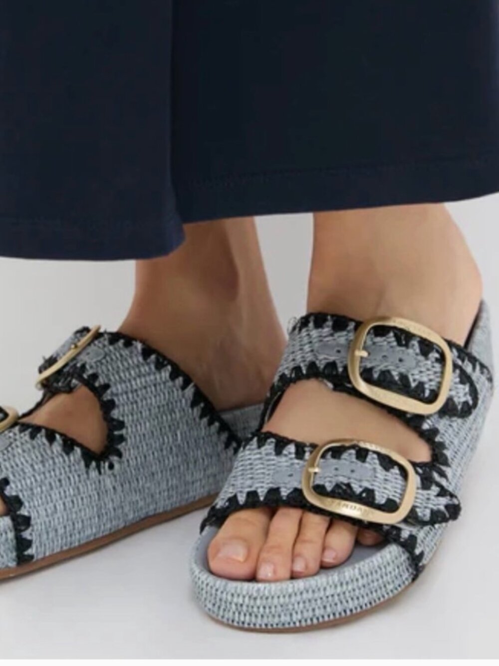 Loeffler Randall Theo Platform Raffia Two-Band Slides Sand Randal Rafia Sandals